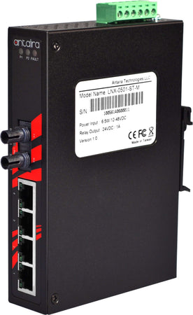 Switch LNX-0501-ST-S3 (4*10/100Tx + 1*100Fx (ST) S-Mode 30Km) - AGL Switch LNX-0501-ST-S3 (4*10/100Tx + 1*100Fx (ST) S-Mode 30Km) - AGL