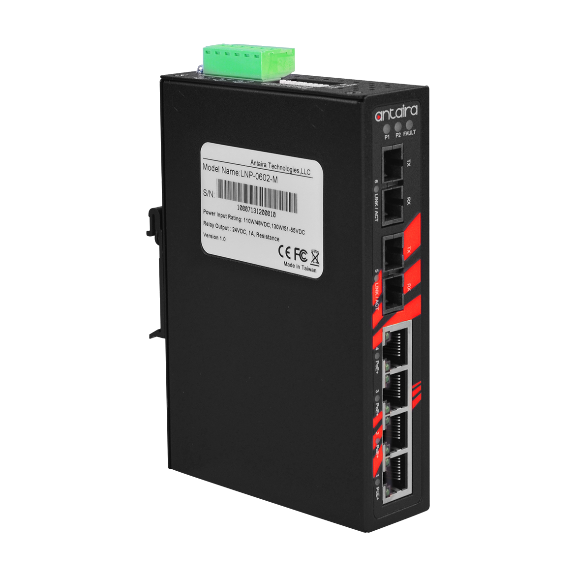 Switch PoE+ LNP-0602-M (4*10/100Tx + 2*100Fx MM 2Km) - AGL