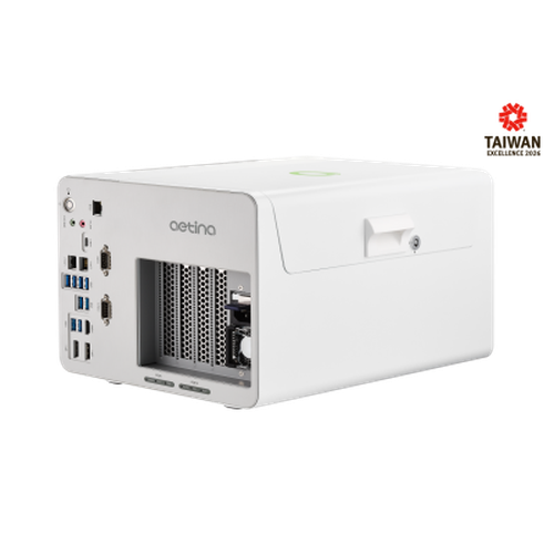 Aetina AIP-FR68S — workstation Edge AI, vista lateral