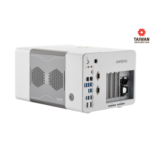 Aetina AIP-FR68S — workstation Edge AI, segunda vista lateral