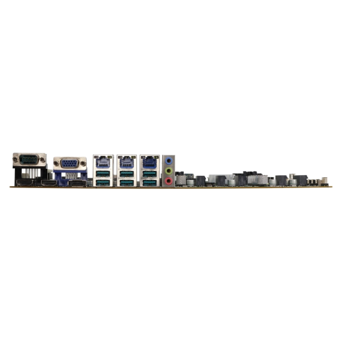 Motherboard industrial AAEON ATX-Q870A — vista do painel traseiro