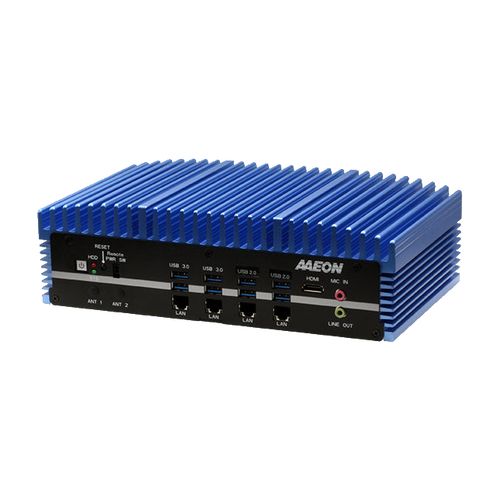 AAEON BOXER-6641, vista frontal em perspetiva da configuração A1/A5