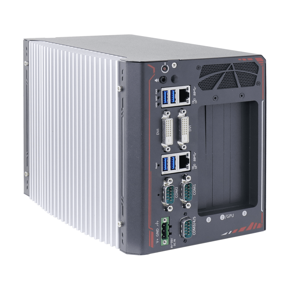 Computador industrial Neousys Nuvo-8003 — vista oblíqua — AGL