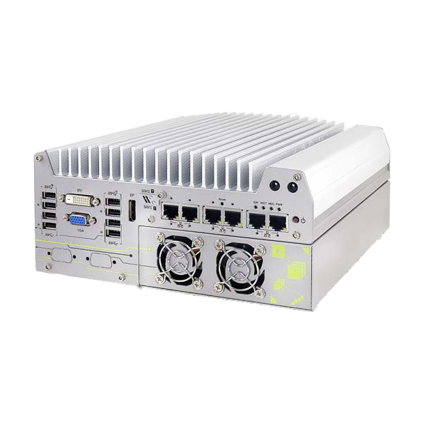 Neousys Nuvo-7160GC (Intel Core 9/ 8ª Gen, NVIDIA até 120W) — vista do equipamento