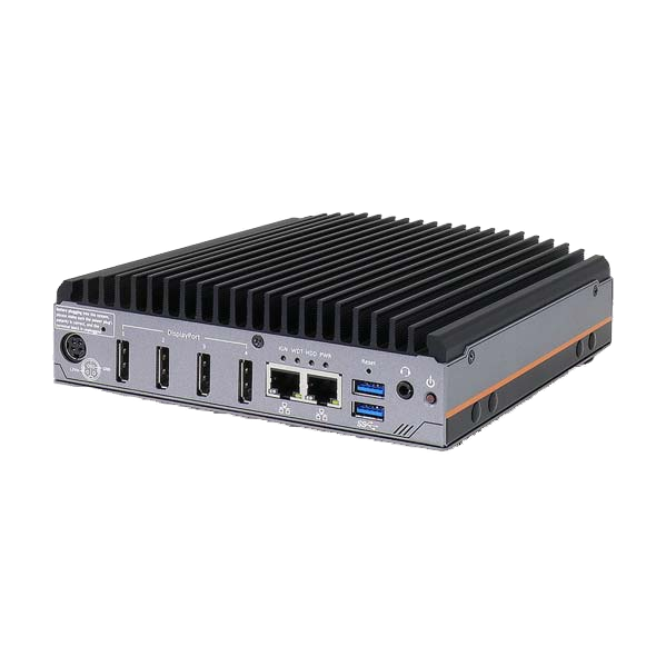 Neousys Nuvo-2700DS (AMD Ryzen™ V1605B, 4* 4K DP display) — vista do equipamento