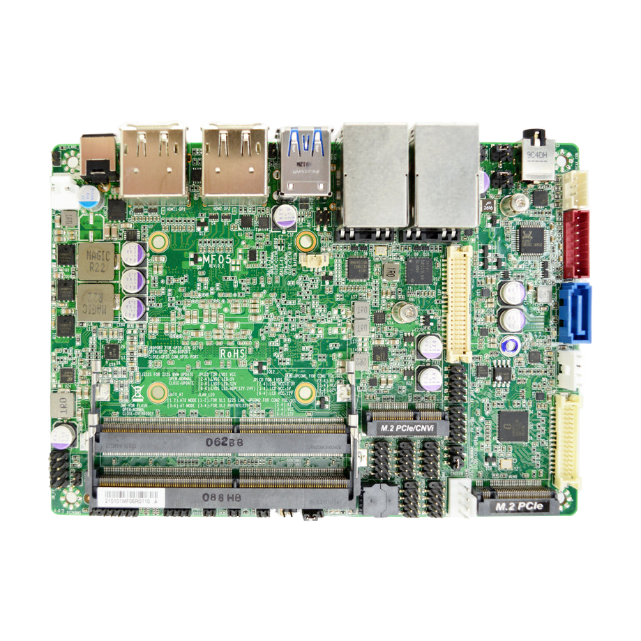 Jetway MF05-20 (Tiger Lake-U i5-1145G7E, PCIe 4.0, 2 LAN, 4 HDMI/DP) — vista do equipamento