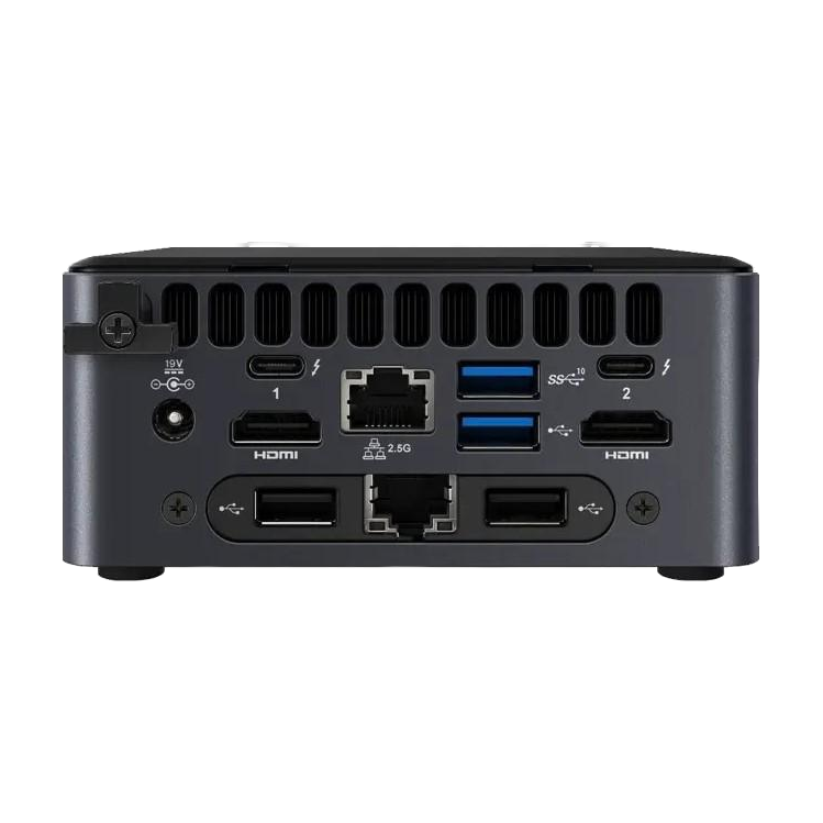 Intel NUC11TNHV70L (i7-1165G7, 2* LAN, 2x* Thunderbolt, 6* USB) — vista do equipamento