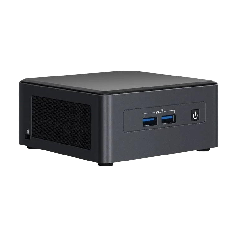 Intel NUC11TNHV70L (i7-1165G7, 2* LAN, 2x* Thunderbolt, 6* USB) — vista do equipamento
