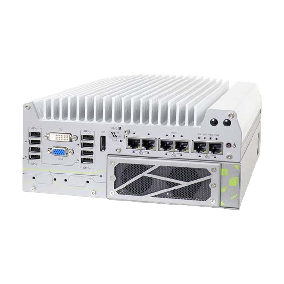 Neousys Nuvo-7166GC (Intel Core 9/ 8ª Gen, NVIDIA Tesla, Dual PCIe) — vista do equipamento