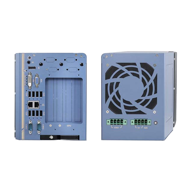 Neousys Nuvo-8108GC (Intel Xeon E ou Core 9/ 8 Gen, NVIDIA RTX 30 Series) — vista do equipamento