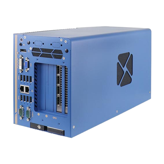 Neousys Nuvo-8108GC-QD (Xeon-E ou Core 9/ 8 Gen, NVIDIA RTX A6000/ A4500) — vista do equipamento