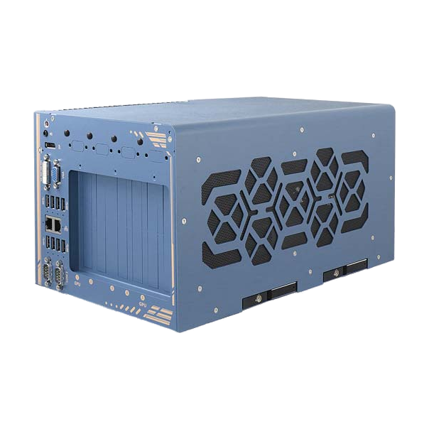 Neousys Nuvo-8208GC (Intel Xeon-E, Core 9/ 8, Dual NVIDIA RTX 30 Series) — vista do equipamento