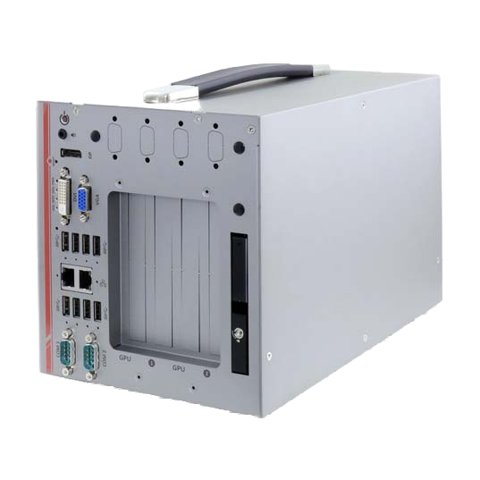 Neousys Nuvo-8240GC (Intel Xeon-E, Core 9/ 8, Dual NVIDIA Tesla T4) — vista do equipamento