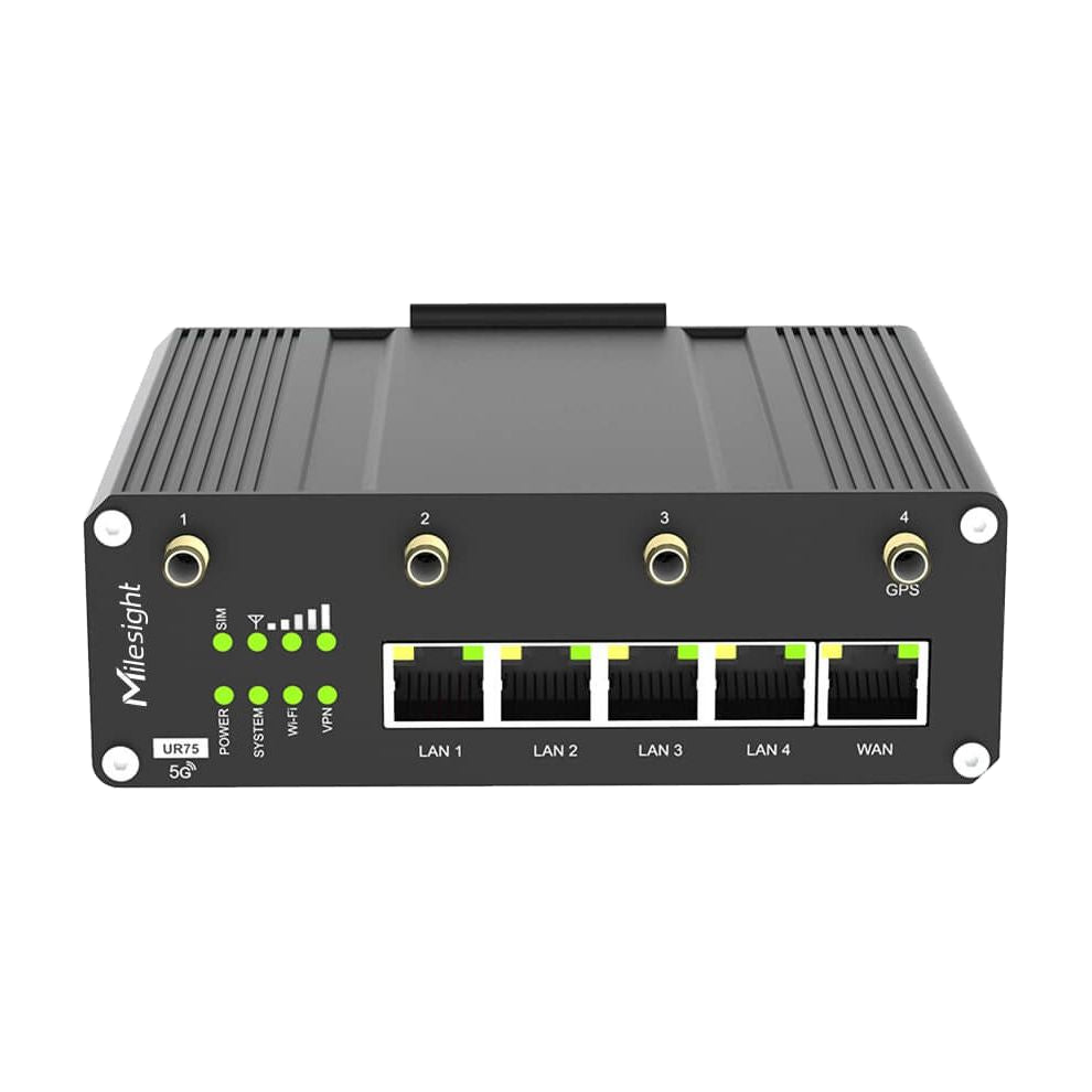 Router IoT UR75-500GL-G-W (5G, WiFi, 5*GLAN, 232/485, DI/DO, GPS) — vista do equipamento