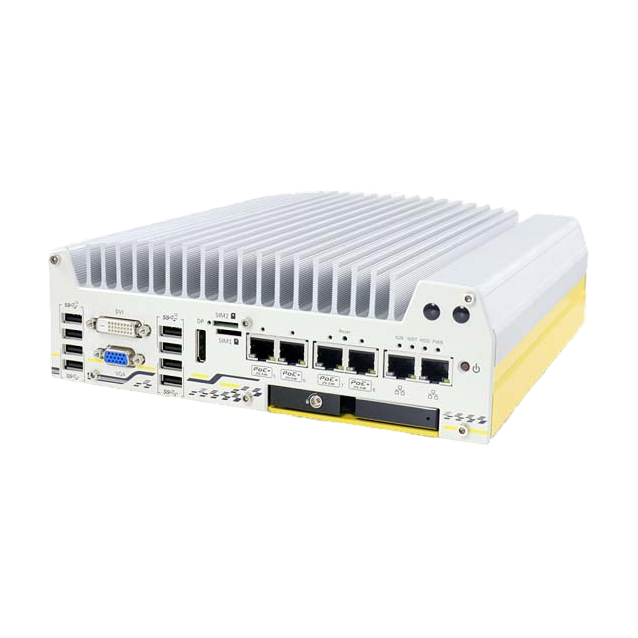 Neousys Nuvo-7108VTC (Intel Core 9/ 8 Gen. 8 RJ45 PoE, DIO, CAN, RAID) — vista do equipamento