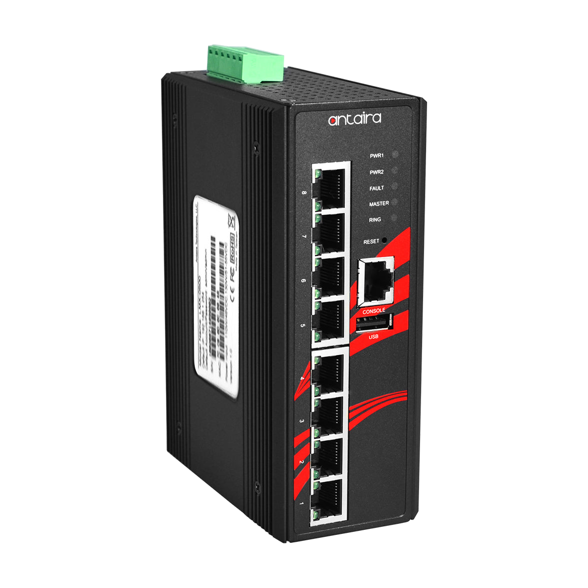 Switch Industrial LMX-0800 (8* 10/100 BaseTx) — vista do equipamento