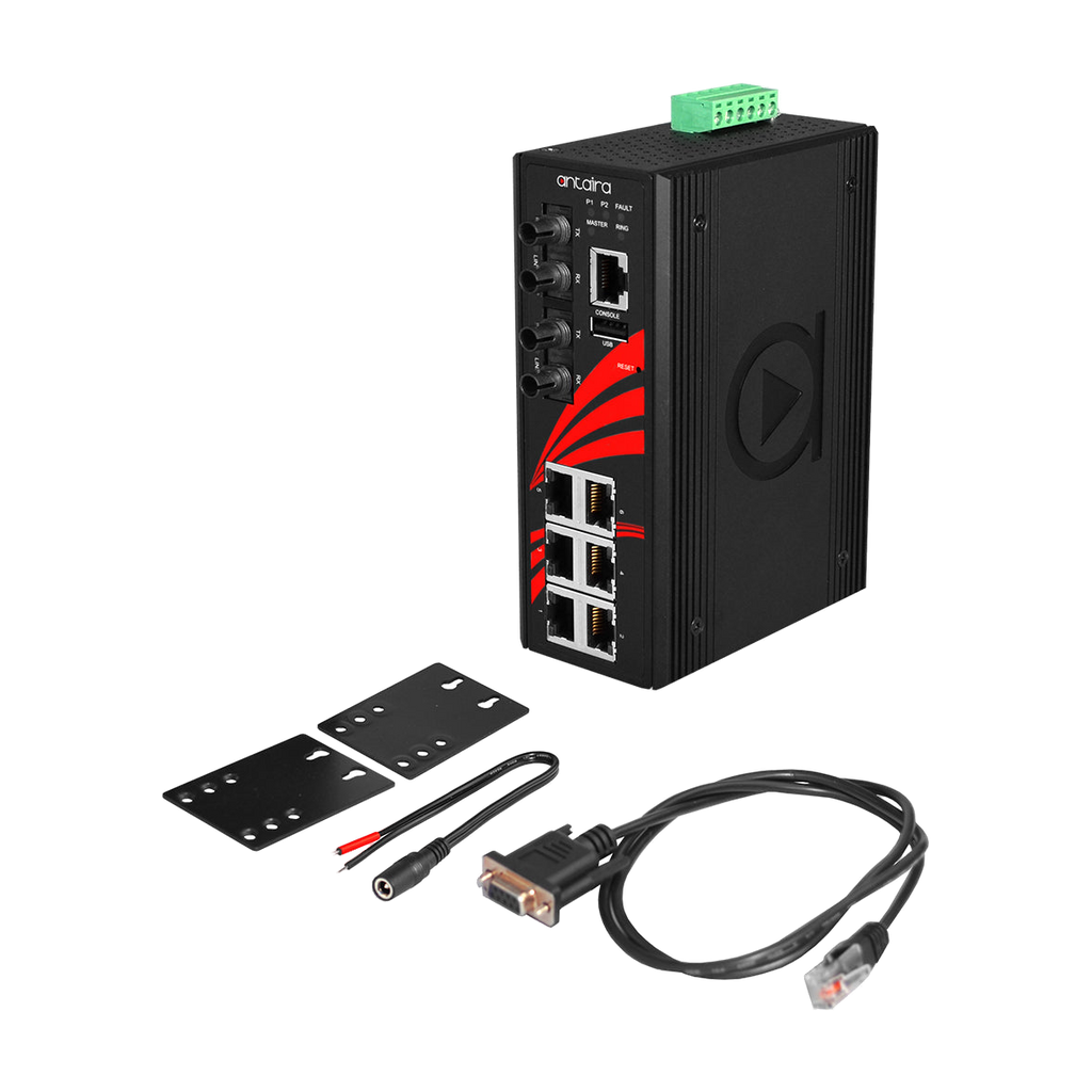 Switch LMX-0802-ST-S3 (6*10/100BaseTx + 2* 100Fx ST, SM 30Km) — vista do equipamento