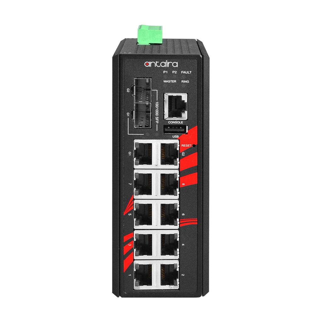 Switch PoE+ LMP-1202M-SFP (8*10/100Tx+2*10/100/1000Tx+2*100/1000SFP) — vista do equipamento