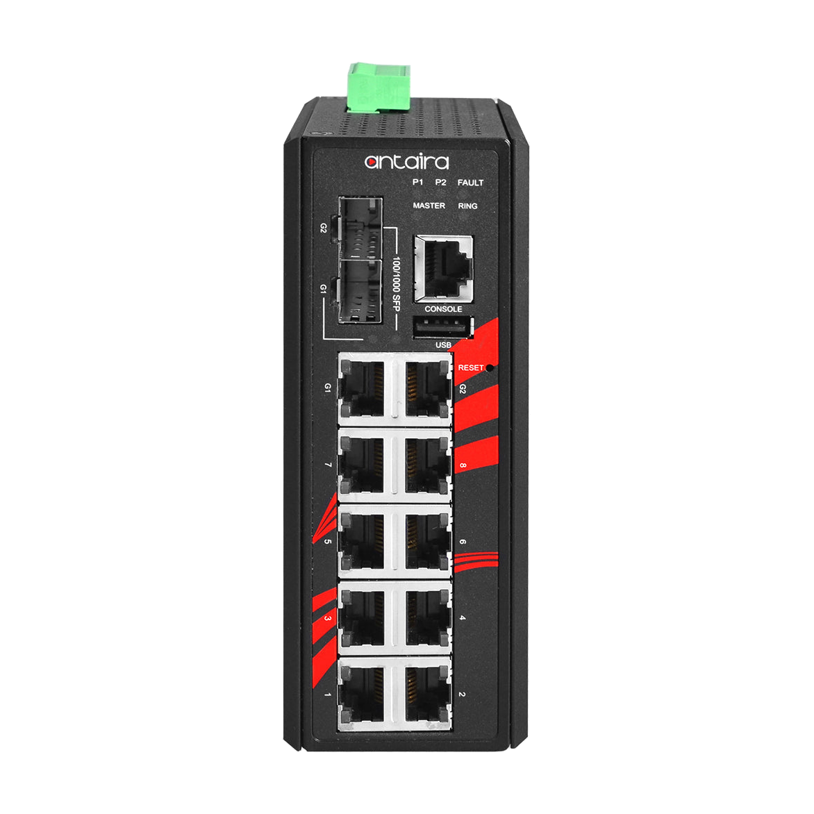 Switch PoE+ LMP-1202M-SFP-24 (8*10/100Tx+2*10/100/1000Tx+2*100/1000SFP) — vista do equipamento