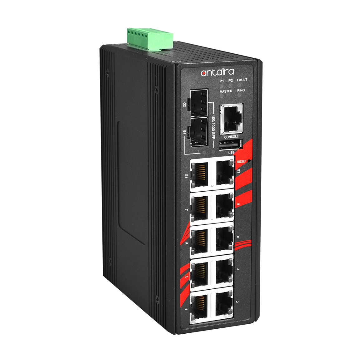 Switch PoE+ LMP-1202M-SFP-24 (8*10/100Tx+2*10/100/1000Tx+2*100/1000SFP) — vista do equipamento