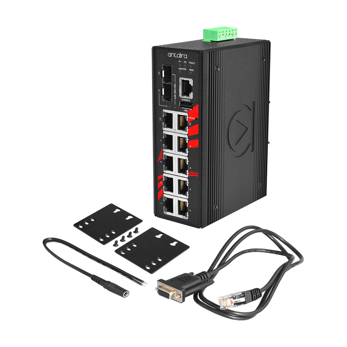 Switch PoE+ LMP-1202M-SFP-24 (8*10/100Tx+2*10/100/1000Tx+2*100/1000SFP) — vista do equipamento