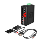 Switch LMX-0804G-SFP (4*10/100/1000Tx + 4*100/1000Fx SFP) — vista do equipamento