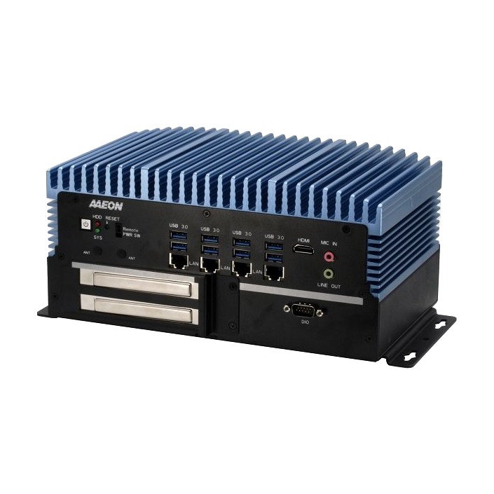 AAEON BOXER-6839-CFL (Intel 8/ 9 Gen, 4 LAN, 6 COM, DIO, 10-35V) — vista do equipamento
