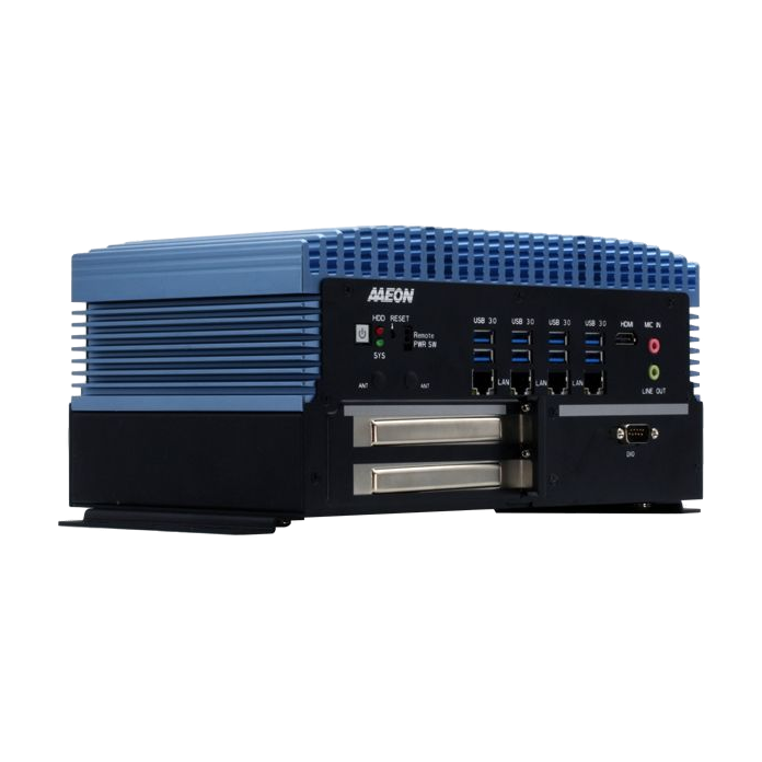 AAEON BOXER-6839-CFL (Intel 8/ 9 Gen, 4 LAN, 6 COM, DIO, 10-35V) — vista do equipamento
