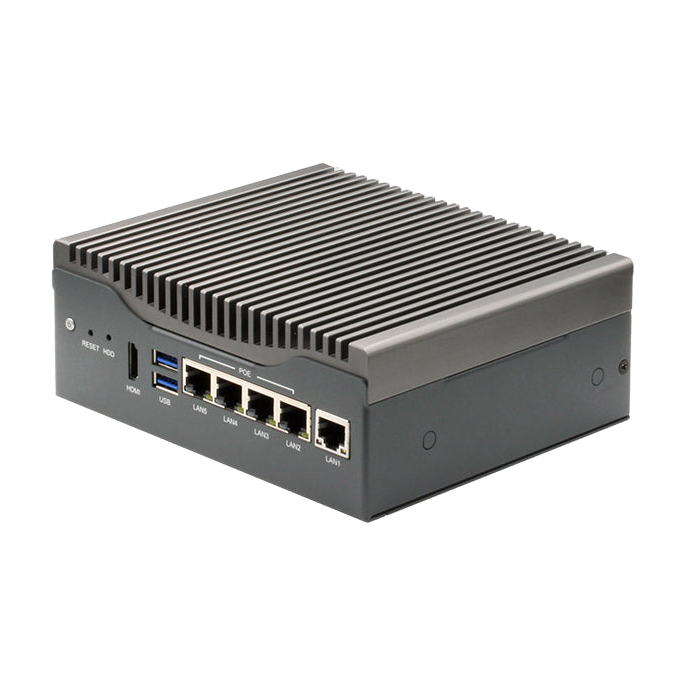 AAEON VPC-3350S (Intel E3940, DP, HDMI, PoE, 12-24VDC) — vista do equipamento