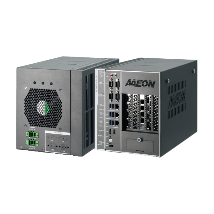 AAEON BOXER-6842M-A4-1010 (Intel 8/ 9 Ger, 2 PCIE x8,1 PCIE x4) — vista do equipamento