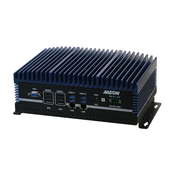 AAEON BOXER-6640 (Intel 6/ 7 Gen, 2 LAN, 4 COM, DIO, 9-36VDC) — vista do equipamento