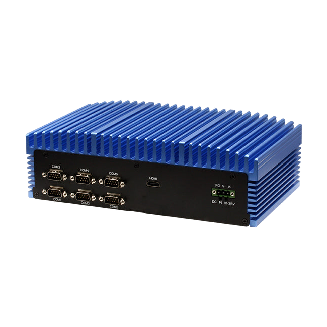 AAEON BOXER-6641 (Intel 8 Gen, 4 LAN, 6 COM, 2 HDMI,10-35VDC) — vista do equipamento