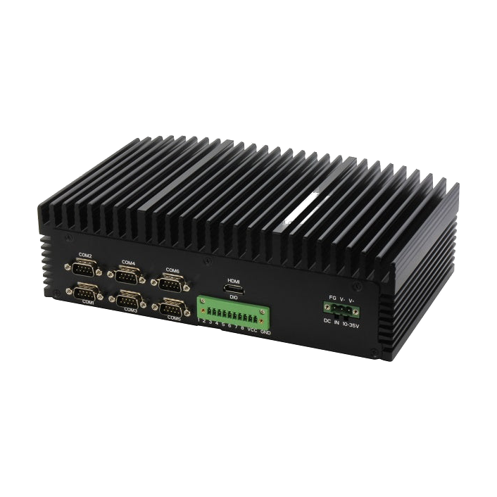 AAEON BOXER-6641-PRO (Intel 8/ 9 Gen, 4 LAN, 6 COM, DIO,10-35VDC) — vista do equipamento