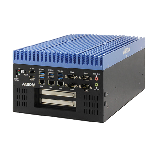 AAEON BOXER-6840-CFL (Intel 8/ 9 Gen, 3 LAN, 4 COM, 2 HDMI, 12-24VDC) — vista do equipamento