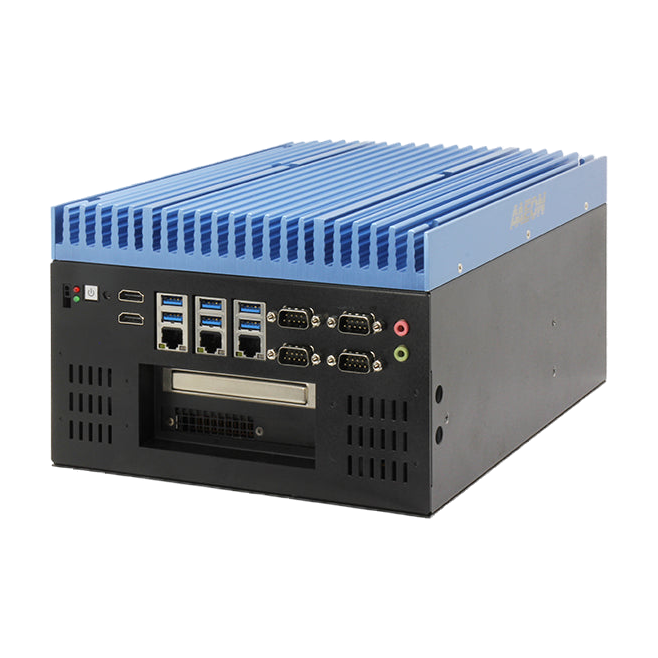 AAEON BOXER-8332AI-CFL (Intel 8/ 9, 3LAN, 4COM, Nvidia A2, 12-24V) — vista do equipamento