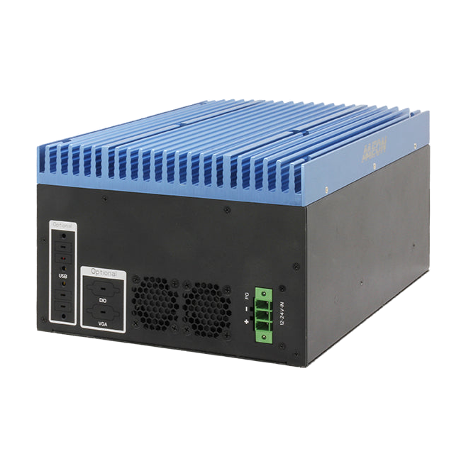 AAEON BOXER-8332AI-CFL (Intel 8/ 9, 3LAN, 4COM, Nvidia A2, 12-24V) — vista do equipamento