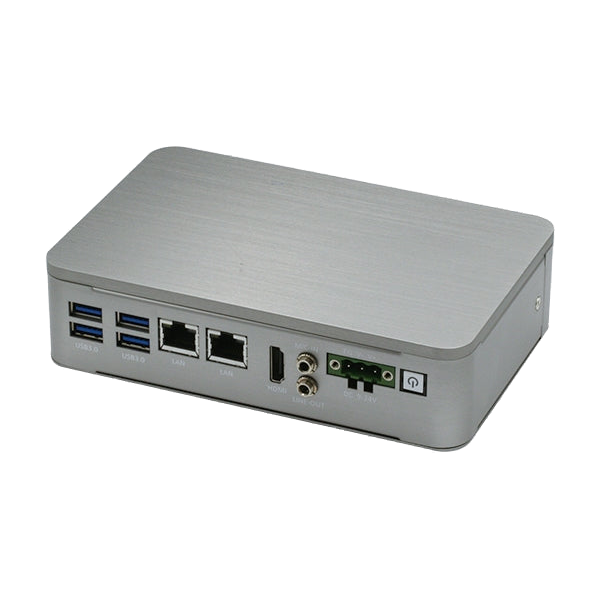 AAEON BOXER-6405M (Intel® Celeron/ Pentium, 2 LAN, 4 COM, 9-24V) — vista do equipamento