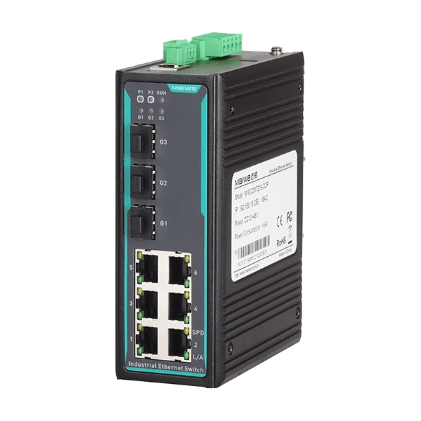 Switch MISCOM7209-3GF (6* 10/100M T(x), 3 Gigabit SFP) — vista do equipamento