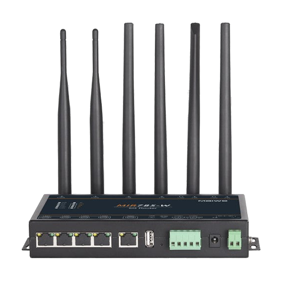 Router 5G MIR785-W (Wi-Fi 6, 4* GLAN, RS-232, RS-485) — vista do equipamento