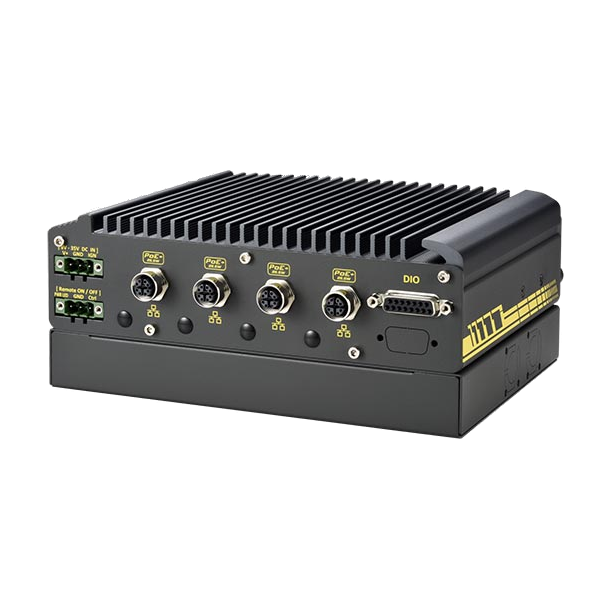 Neousys Nuvo-2611VTC (Elkhart Lake x6425E, 4 M12 PoE+, HDD, SuperCAP) — vista do equipamento