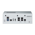 Aetina AIE-KX12/KX22 — vista frontal, 4 portas PoE e 2 LAN