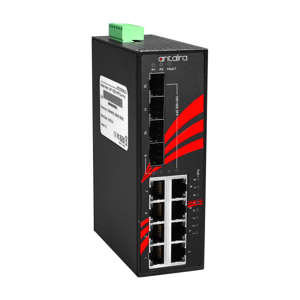 Switch PoE+ LNP-1204G-SFP-T (8*10/100/1000Tx + 2*100/1000 SFP) - AGL