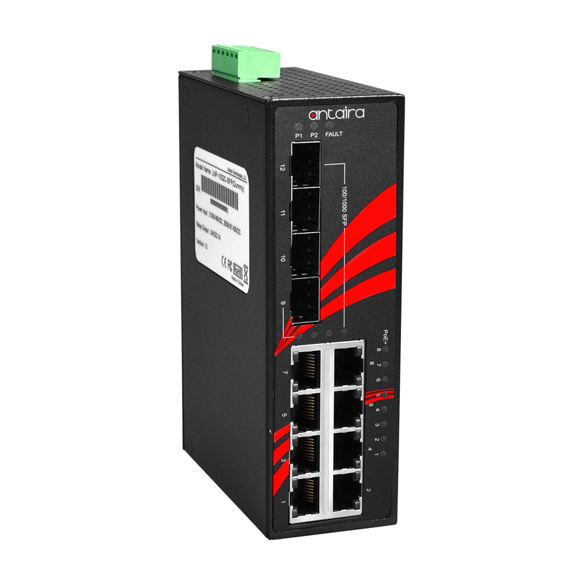 Switch PoE+ LNP-1204G-SFP-T (8*10/100/1000Tx + 2*100/1000 SFP) - AGL