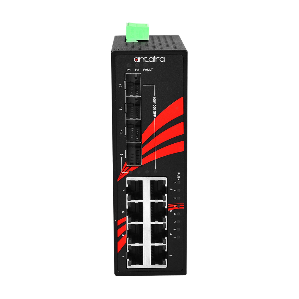 Switch PoE+ LNP-1204G-SFP-T (8*10/100/1000Tx + 2*100/1000 SFP) - AGL