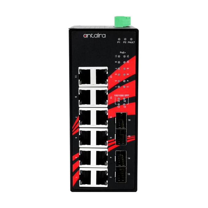 Switch PoE+ LNP-1604G-SFP (12*10/100/1000Tx + 4*100/1000 SFP) - AGL