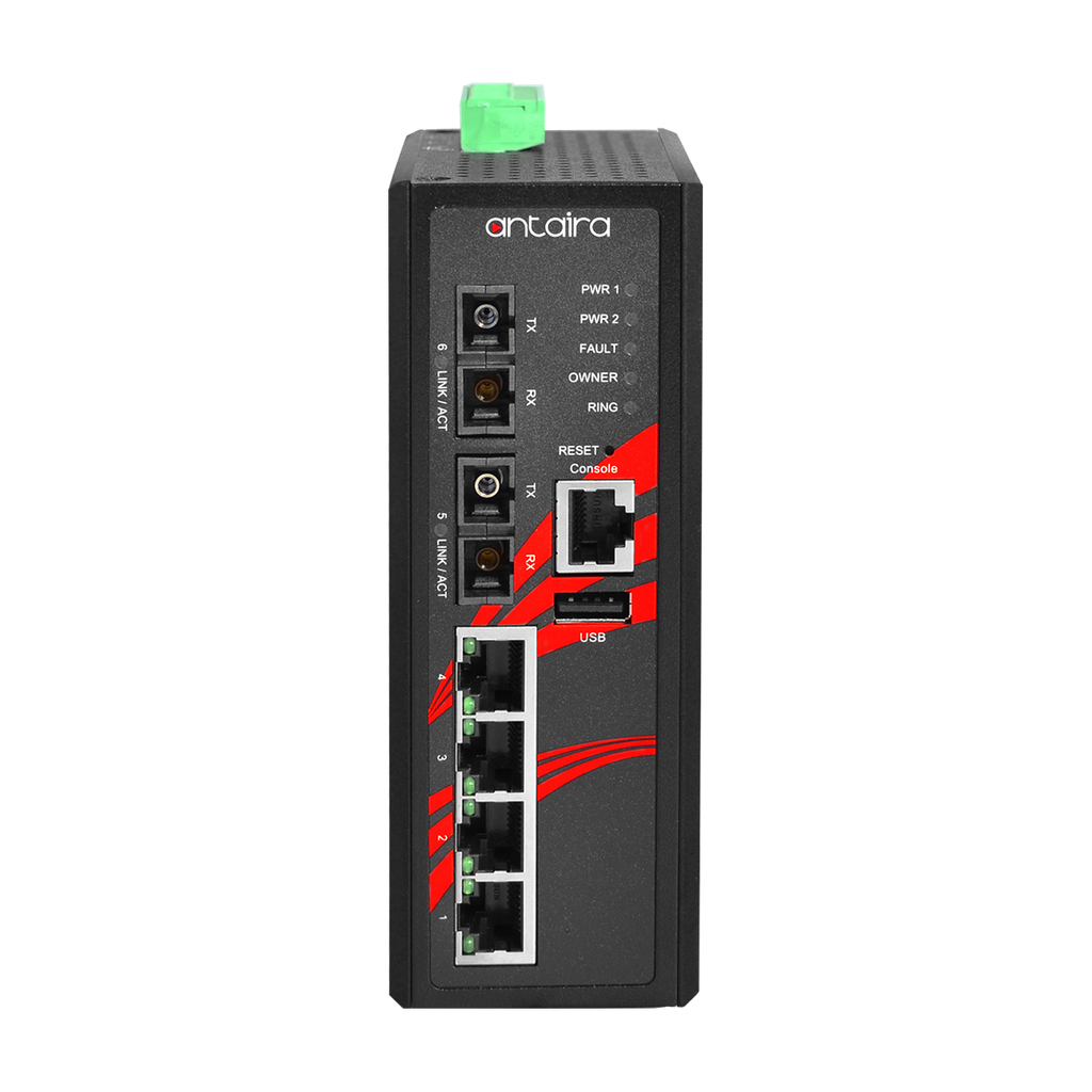 Switch PoE+ LMP-0602-M-24 (4*10/100Tx + 2*100Fx, multi-mode 2km) - AGL