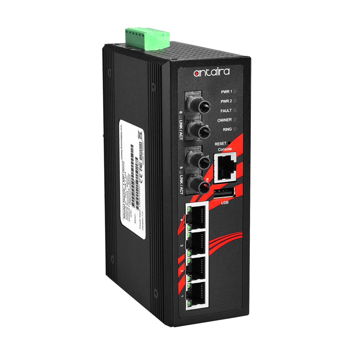 Switch PoE+ LMP-0602-ST-M (4*10/100Tx + 2*ST, MM 2 km) - AGL