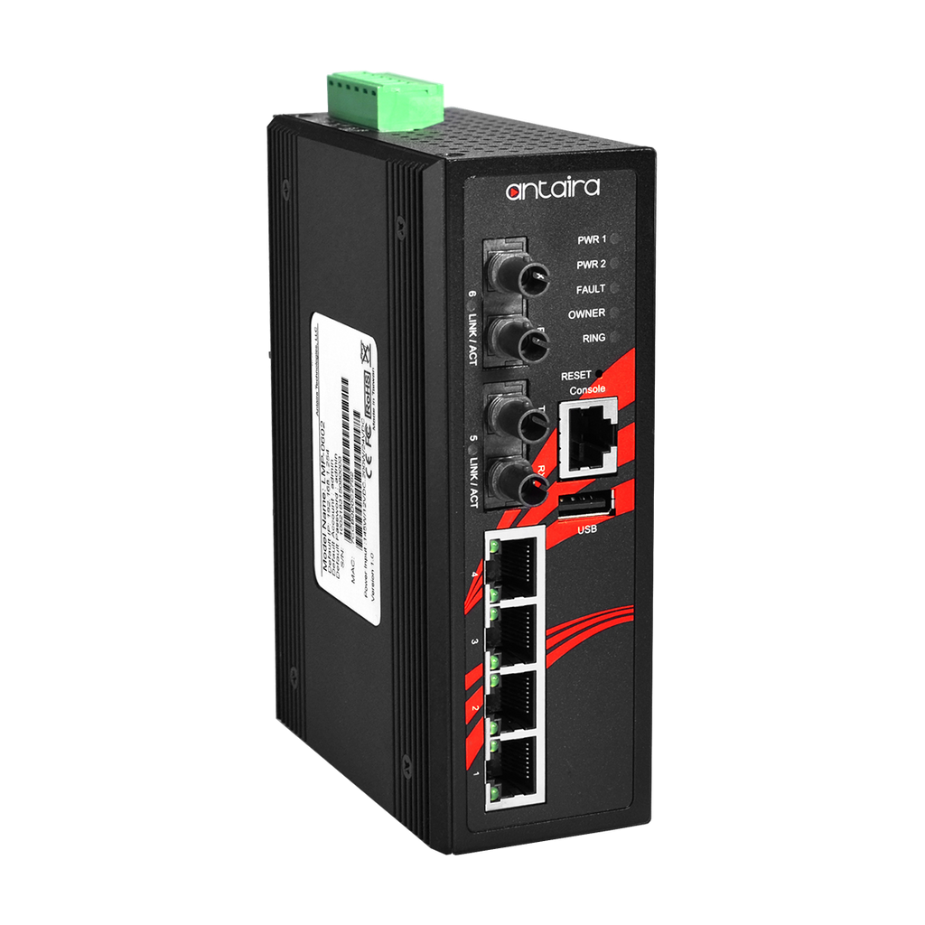 Switch PoE+ LMP-0602-ST-M-T (4*10/100Tx + 2*ST, MM 2km) - AGL