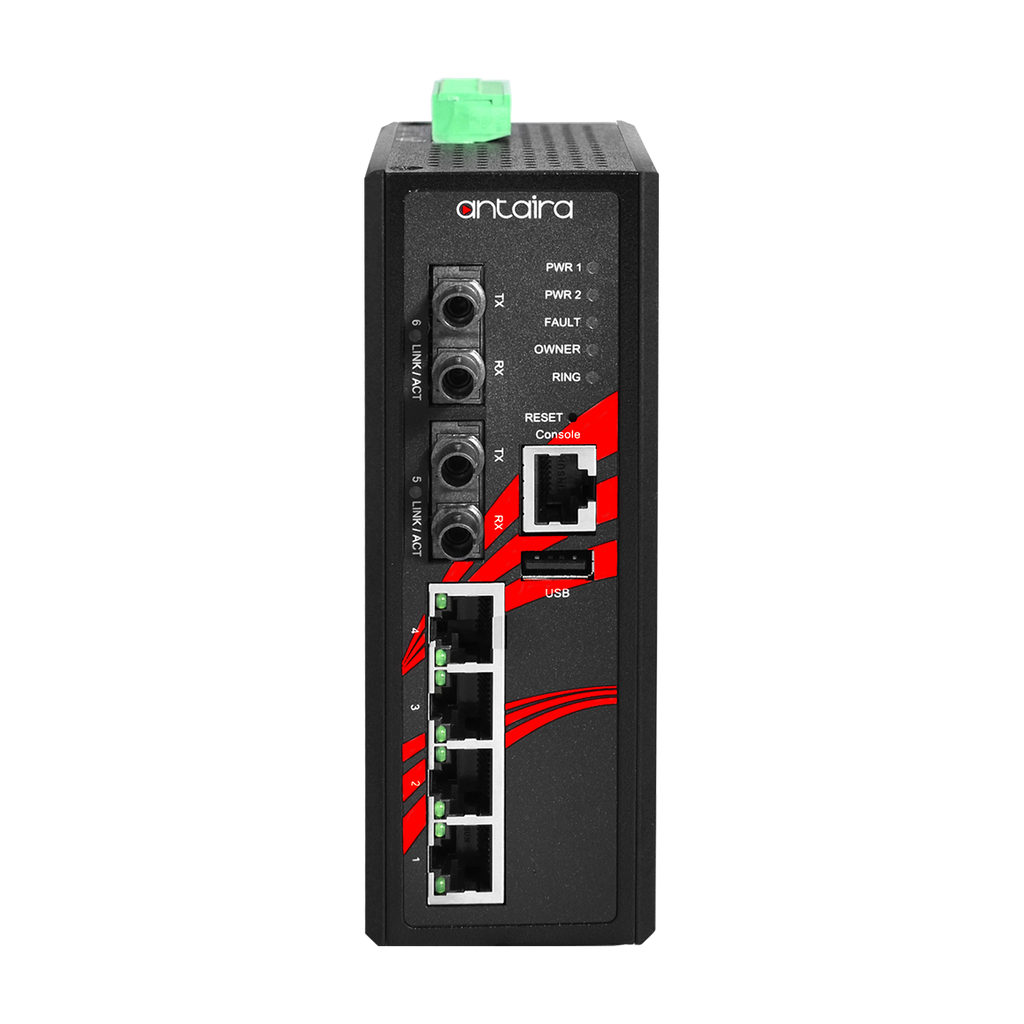 Switch PoE+ LMP-0602-ST-S3-T (4*10/100Tx + 2*ST, SM 30km) - AGL