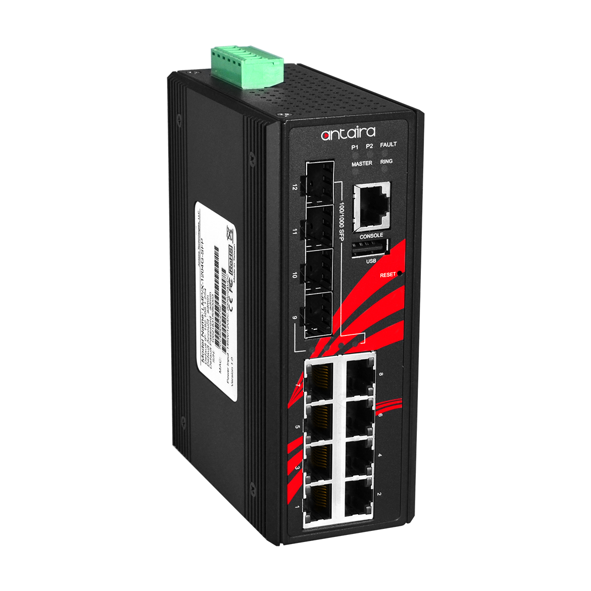 Switch PoE+ LMP-1204G-SFP-T (8*10/100/1000Tx + 4*100/1000 SFP) - AGL
